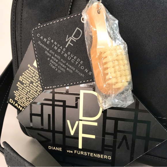 Diane Von Furstenberg Black Micro Suede Travel Carry-On Bag - Picture 5 of 16